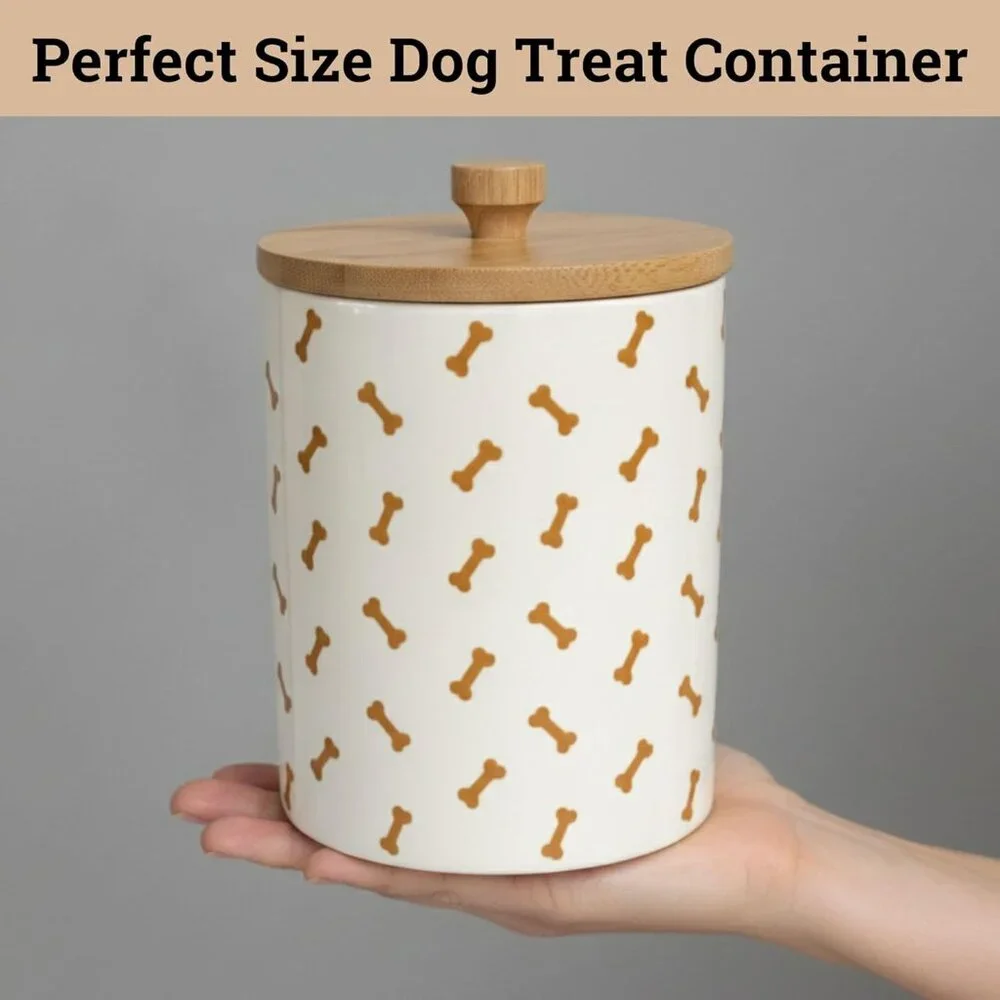 Ceramic Dog Treat Jar for Kitchen Counter